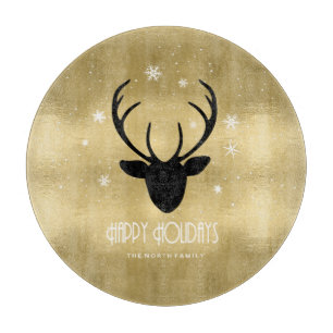 Planche À Découper Cerfs Antlers Silhouette & Flakes Gold ID861