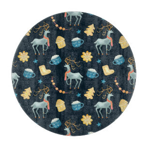 Planche À Découper Cerfs de Noël : Aquarelle Motif sans ambages