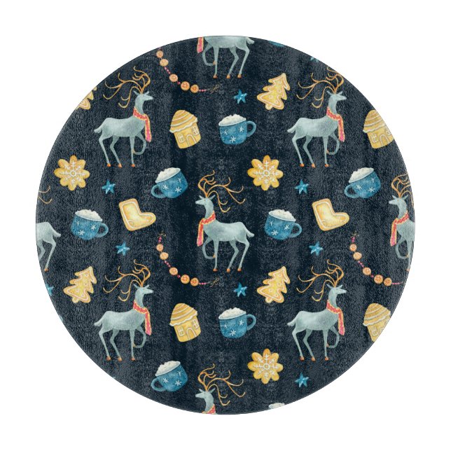 Planche À Découper Cerfs de Noël : Aquarelle Motif sans ambages (Devant)