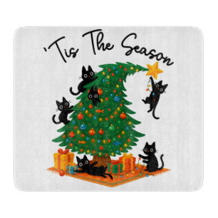Planche À Découper C'est la saison Arbre de Noël Chat noir mignon