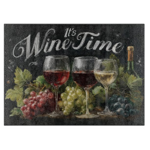 Planche À Découper "C'est l'heure du vin" Rustic Chalkboard Art