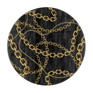 Planche À Découper Chaîne dorée transparente, motif élégante.