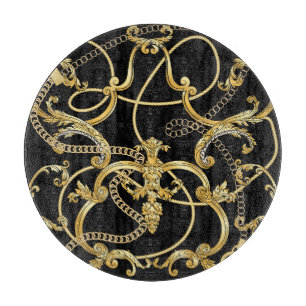 Planche À Découper Chaînes d'or baroque Motif sans couture