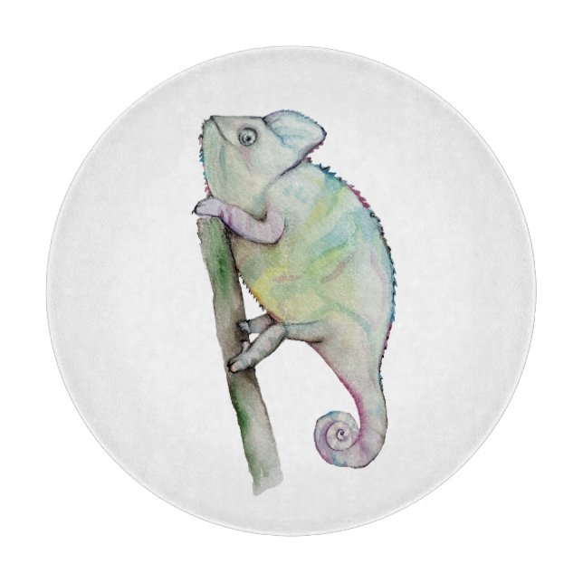Planche À Découper Chameleon à aquarelle mignonne (Devant)