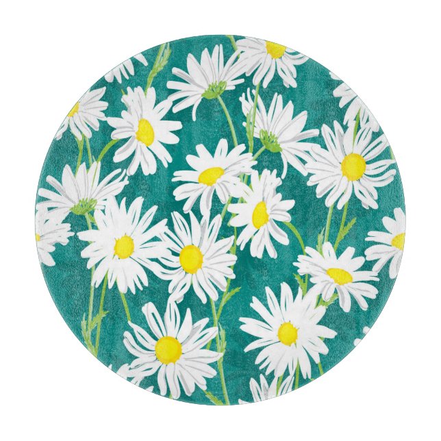 Planche À Découper Chamomile Turquoise : Illustration Florale Sans Me (Devant)