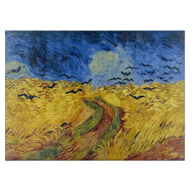 Planche À Découper Champ de blé de Van Gogh peinture impressionniste (Devant)