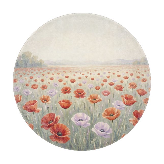 Planche À Découper Champ de coquelicots Prairie de fleurs sauvages  (Devant)