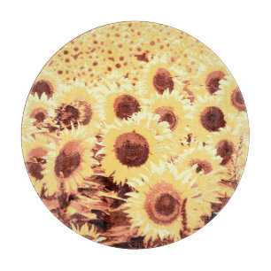 Planche À Découper Champ de tournesol - brun, or et jaune