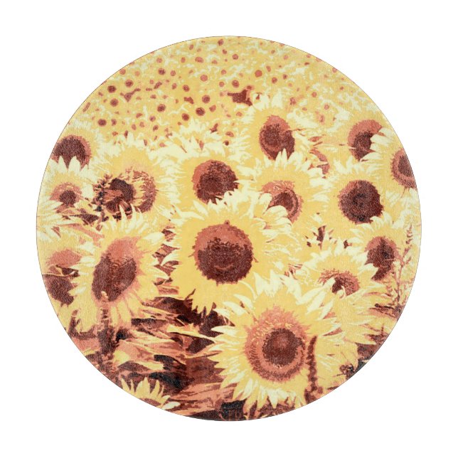 Planche À Découper Champ de tournesol - brun, or et jaune (Devant)