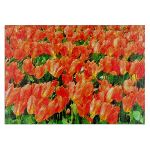 Planche À Découper Champ orange de tulipes