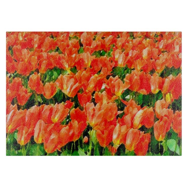 Planche À Découper Champ orange de tulipes (Devant)