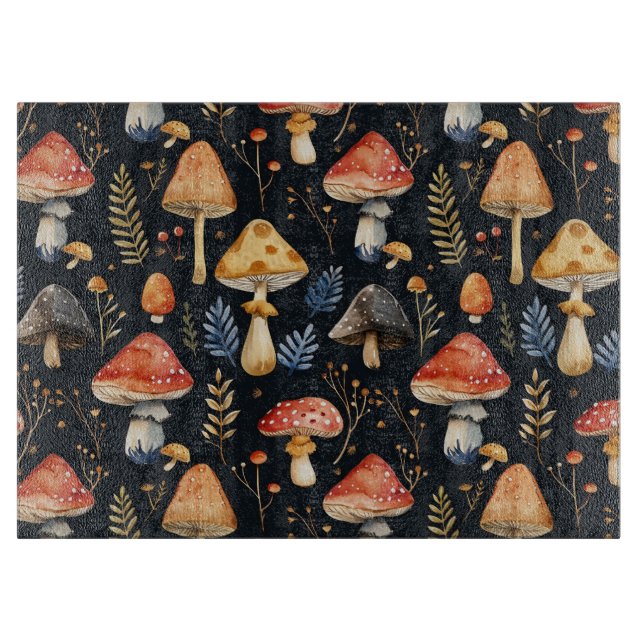 Planche À Découper Champignon et fougère de forêt  (Devant)