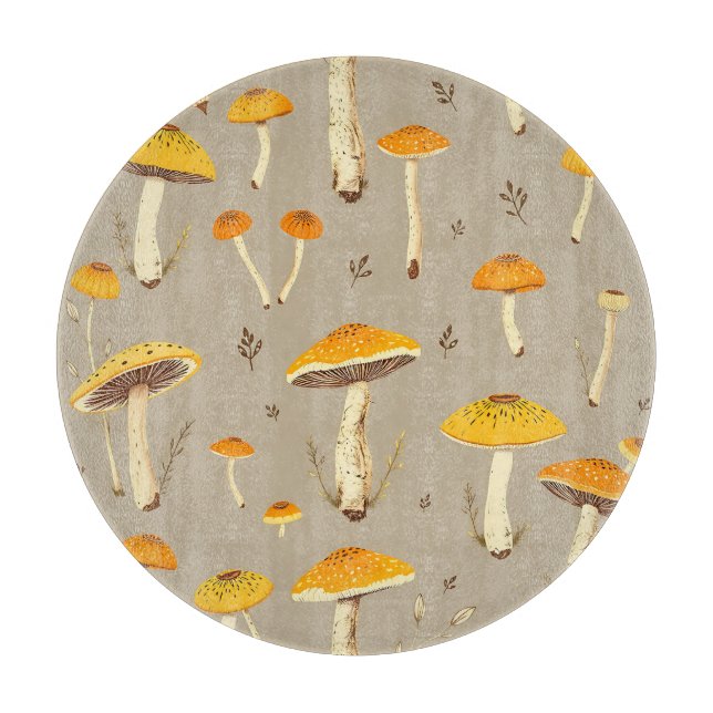 Planche À Découper Champignon Jaune Ocre Botanique Fantaisiste de la  (Devant)
