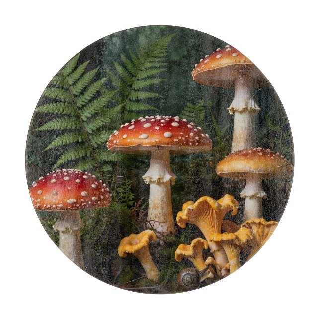 Planche À Découper Champignons Amanite Tue-Mouches Forêt Botanique (Devant)
