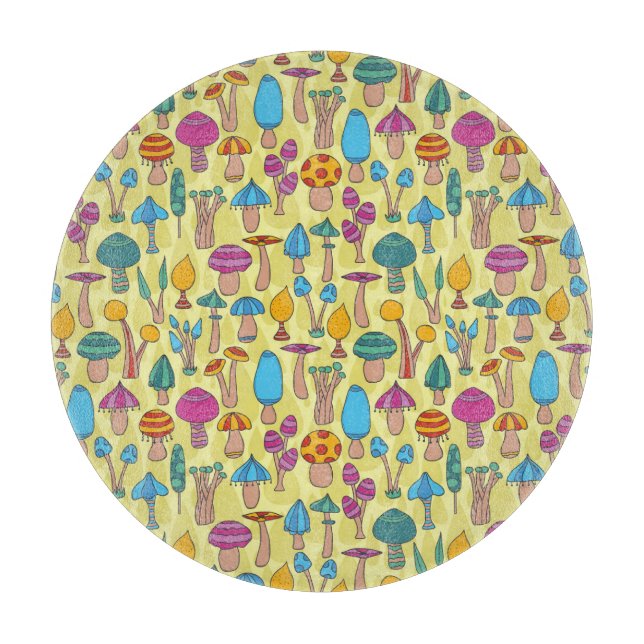 Planche À Découper Champignons magiques Doodle Motif sans couture (Devant)