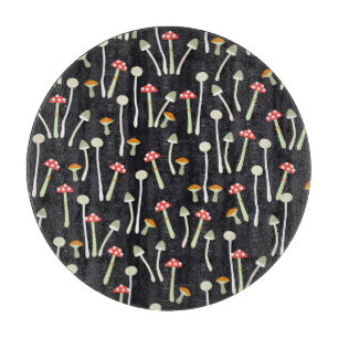 Planche À Découper Champignons vintages d'automne design motif.
