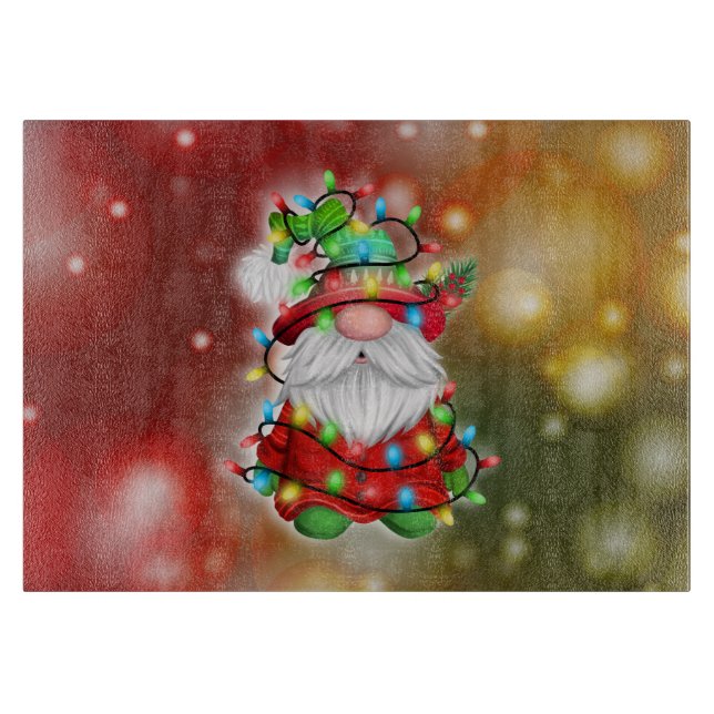 Planche À Découper Chandail de Noël Gnome Feux Tangle (Devant)