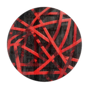 Planche À Découper Chaos Abstrait Géométrique Rouge