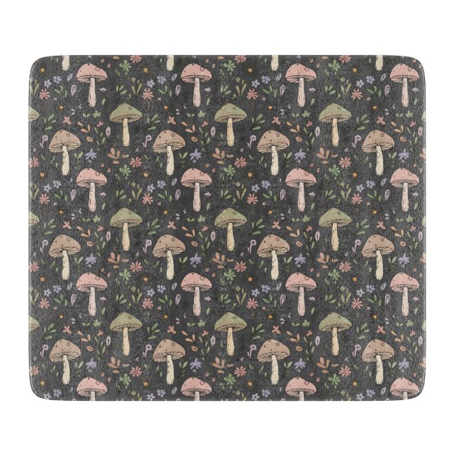 Planche À Découper Charcoal Gray Fungi Modern Rustic Earthy Gift (Devant)