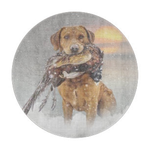 Planche À Découper Chasse au faisan avec un Labrador
