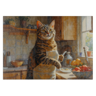 Planche À Découper Chat américain à poil court cuisinant dans la cuis
