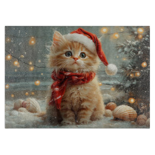 Planche À Découper Chat angora turc Noël Plage vintage