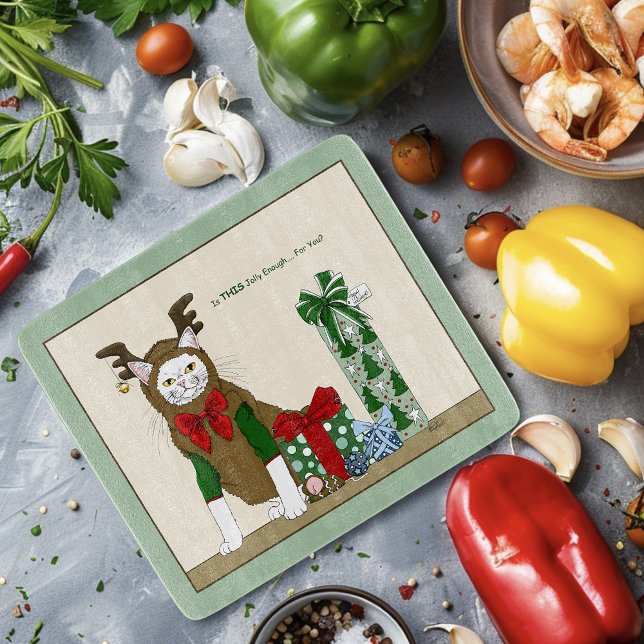 Planche À Découper Chat blanc Noël joyeusement drôle (Créateur téléchargé)