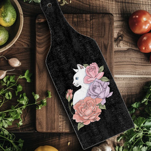 Planche À Découper Chat Blanc Pastel Floral Botanique Romantique Noir