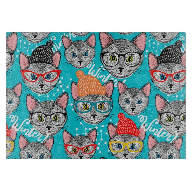 Planche À Découper Chat dans le casquette (Devant)