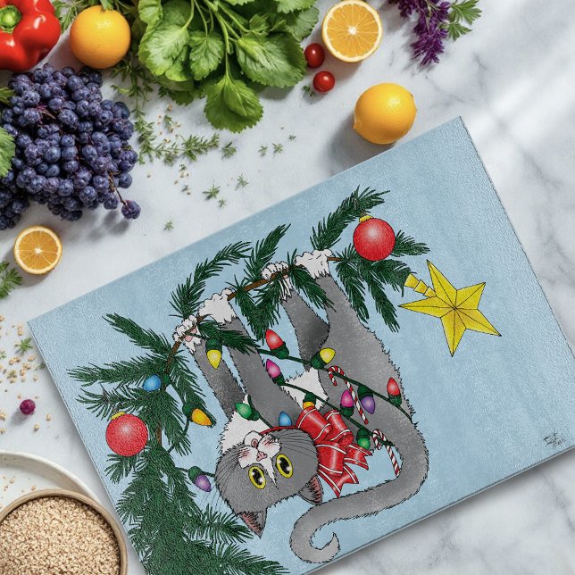Planche À Découper Chat d'arbre de Noël à pendre drôle (Créateur téléchargé)