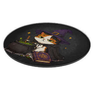 Planche À Découper Chat de sorcière grincheux Halloween