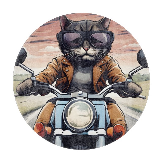 Planche À Découper Chat en moto (Devant)