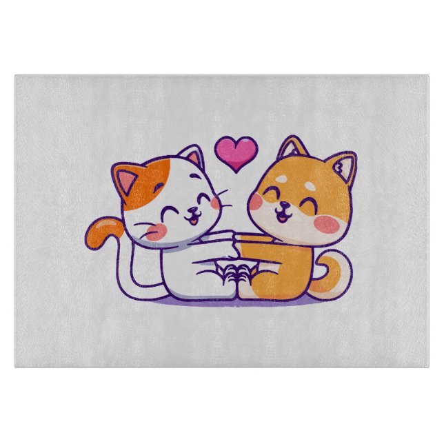 Planche À Découper Chat et Shiba Inu (Devant)