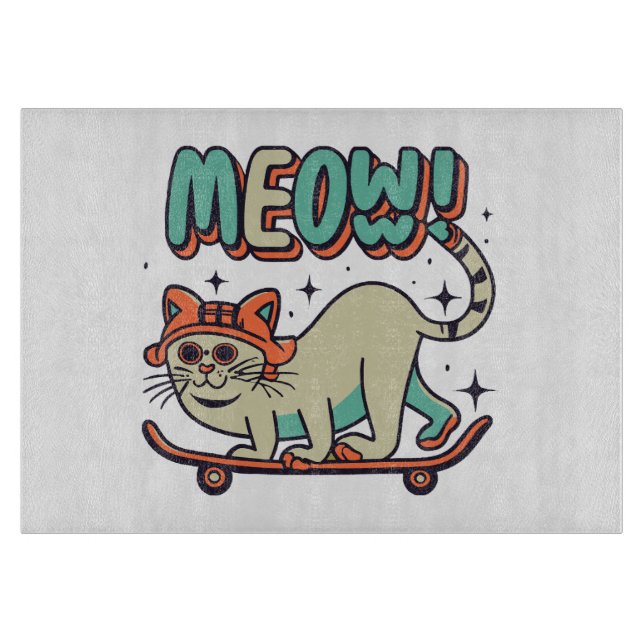 Planche À Découper Chat Glissant Miaou (Devant)