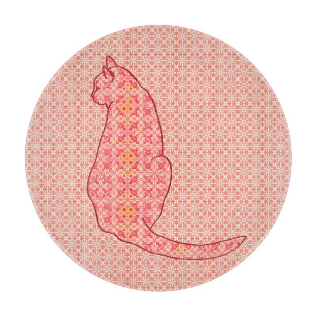 Planche À Découper Chat japonais - Coral Orange Batik (Devant)
