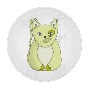 Planche À Découper Chat Jaune avec Couvercle Duvet souriant