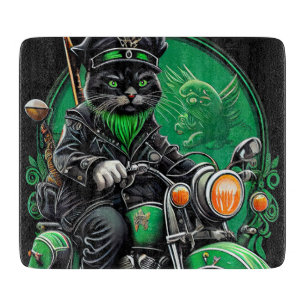 Planche À Découper Chat noir conduite vélo St. Patrick's Day