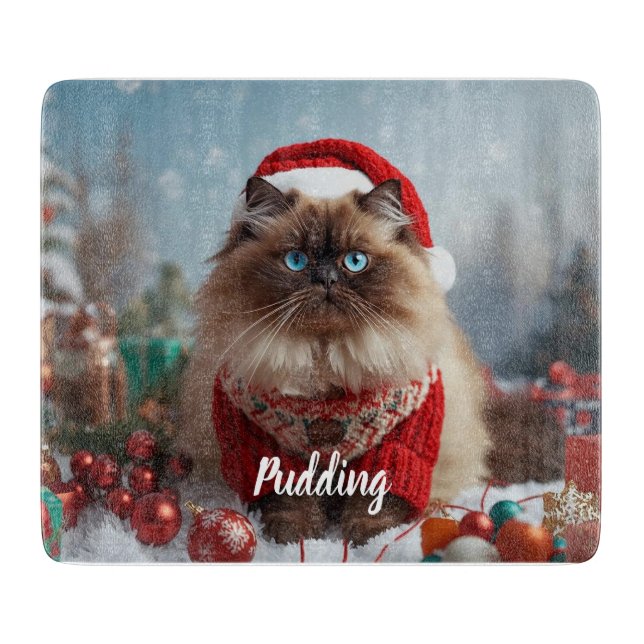 Planche À Découper Chat Roux Ragdoll Noël Personnalisé  (Devant)
