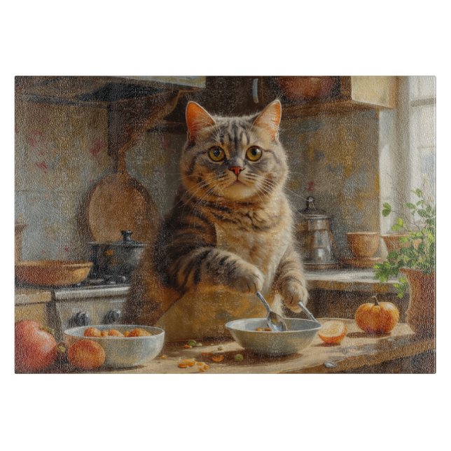Planche À Découper Chat Scottish Fold cuisine dans la cuisine (Devant)