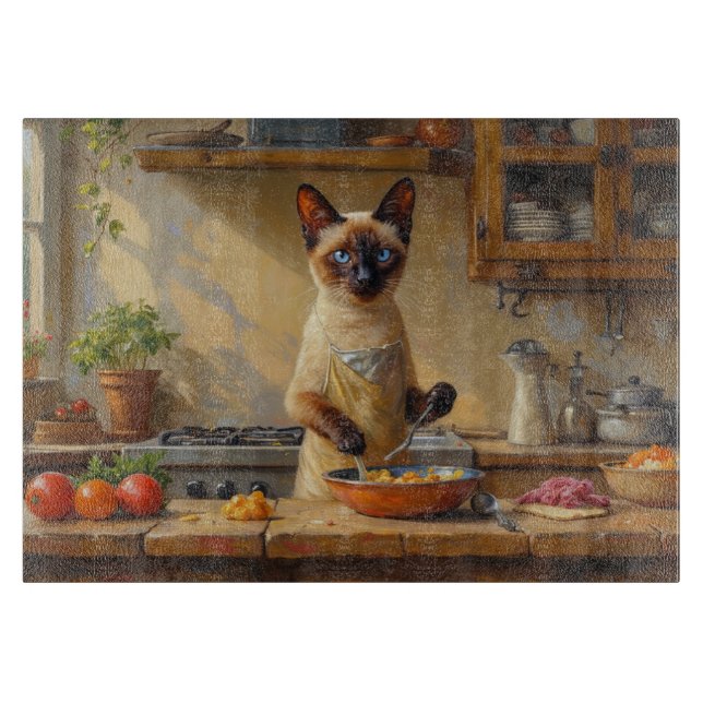 Planche À Découper Chat siamois cuisine dans la cuisine (Devant)