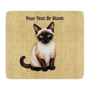 Planche À Découper Chat Siamois Sur Vieux Papier