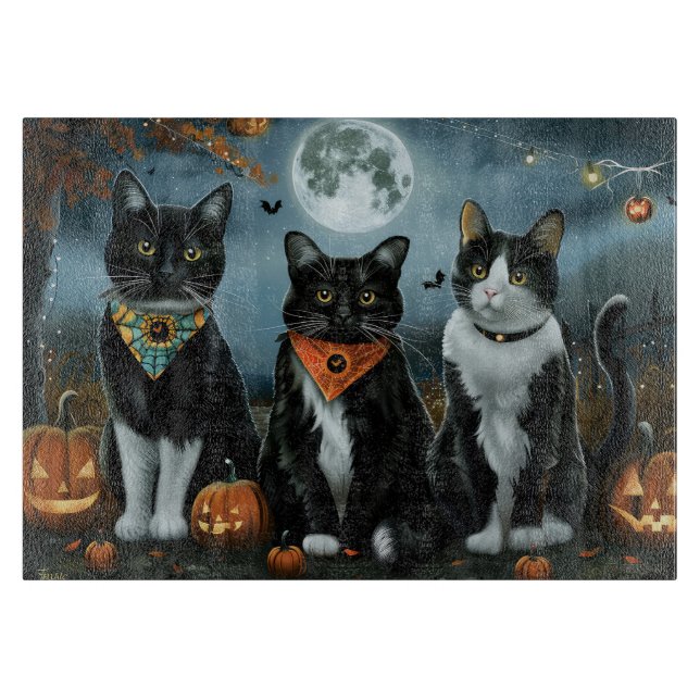 Planche À Découper Chat Smoking Halloween Effrayant (Devant)