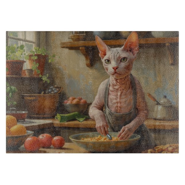 Planche À Découper Chat Sphynx cuisine dans la cuisine (Devant)