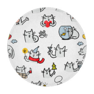 Planche À Découper Chats amusants, lait et magie.