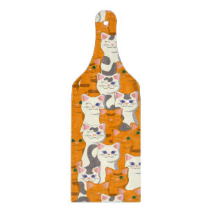 Planche À Découper Chats blancs et gingembre motif yeux verts yeux bl