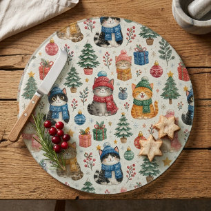 Planche À Découper Chats douillets en tenue pré préparatoire d'hiver