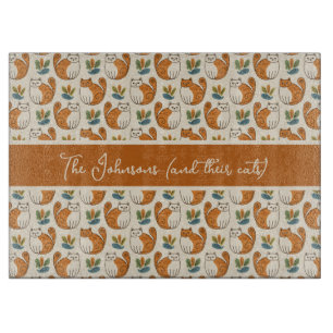 Planche À Découper Chats orange et blanc Style d'art naïf Bloc de cou