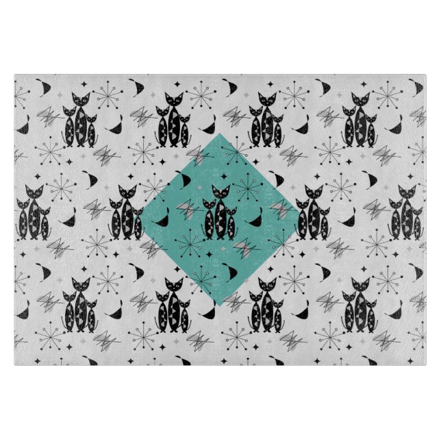 Planche À Découper Chats rétro du milieu du siècle moderne Motif (Devant)