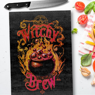 Planche À Découper Chaudière Vintage Traitement Halloween Sorcière Ré