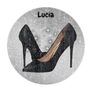 Planche À Découper Chaussure haute Parties scintillant noire sur arge